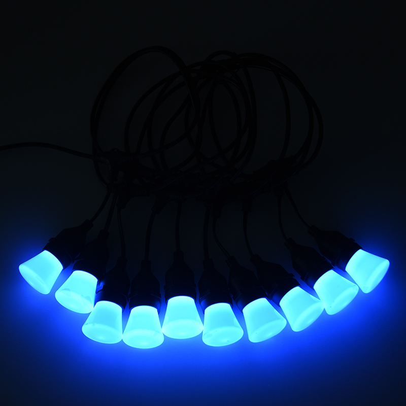 C45 Asılı Tip E27 Spiral RGB Senkronize Yanıp Sönen Dize Işıklar