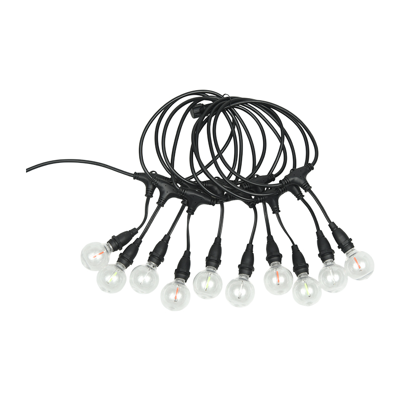 G40 şeffaf ampul E12 spiral ağızlı renkli asılı dize ışık
